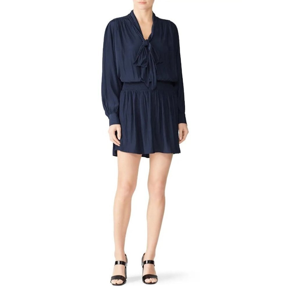 Ramy Brook Navy Winslow Tie Dress $445 - Picture 2 of 10